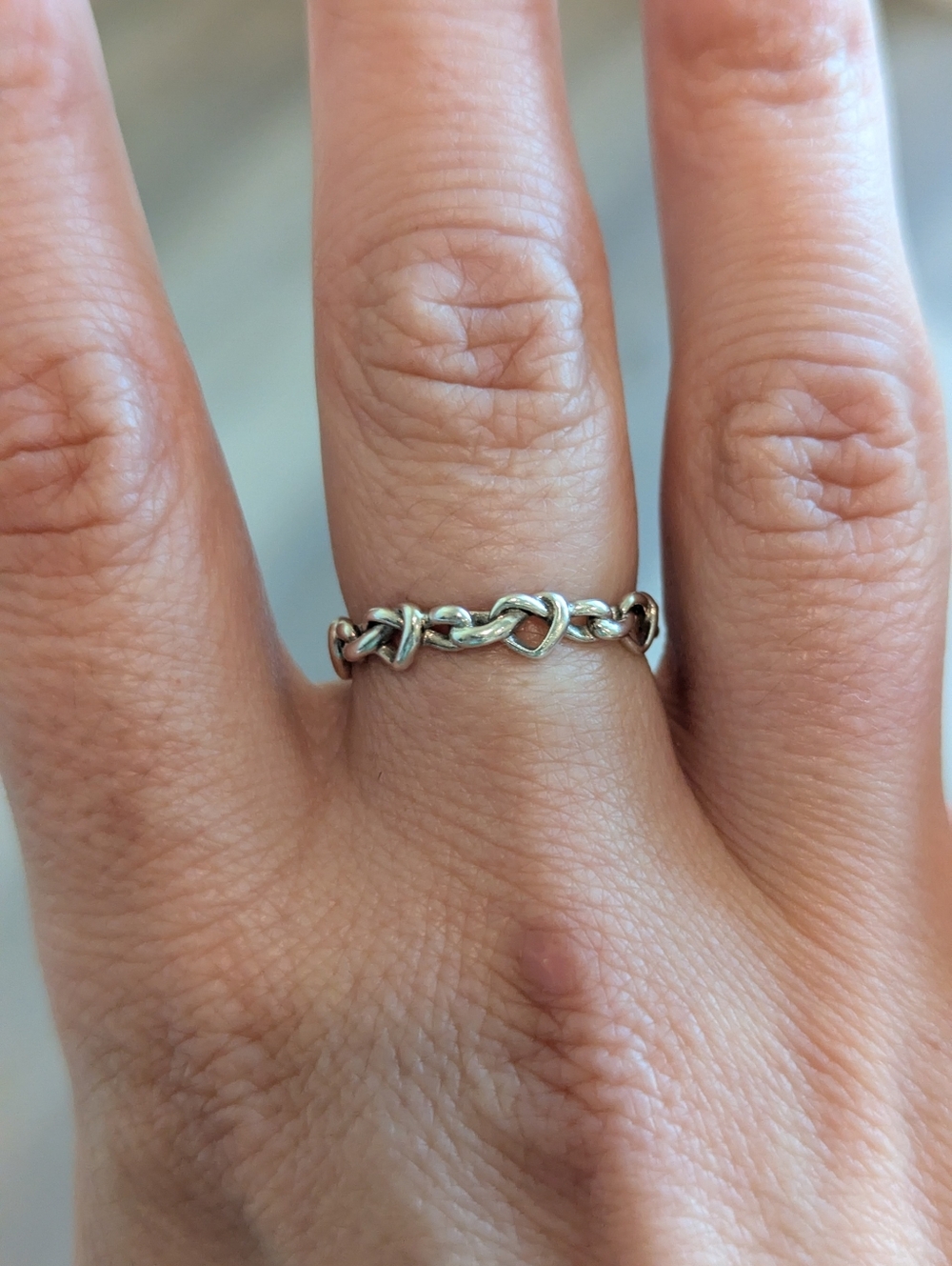 Pandora Sterling Silver Knotted Heart Ring Size 7 (54) Love Knot Stackable